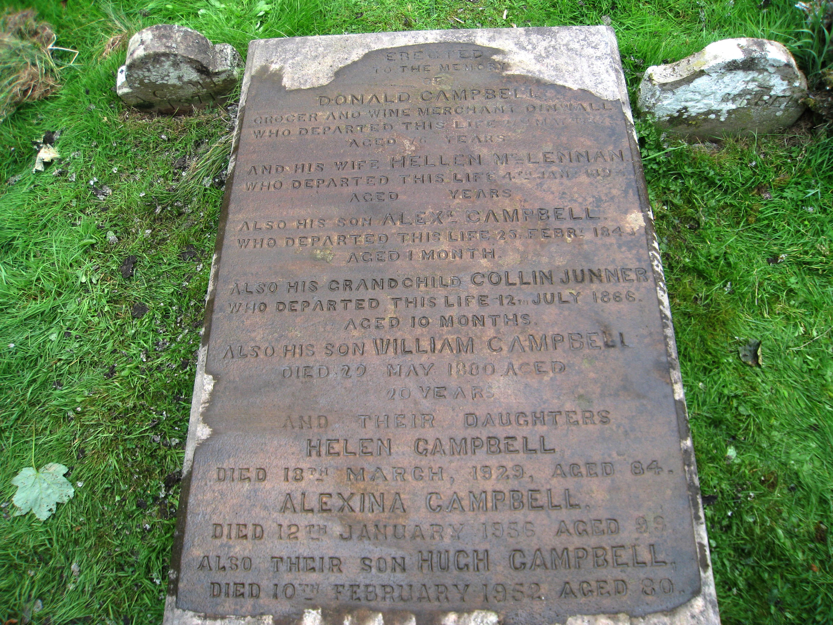 Photo of headstones/Helen McLennan d1892 hdstn Kilchrist bu grd